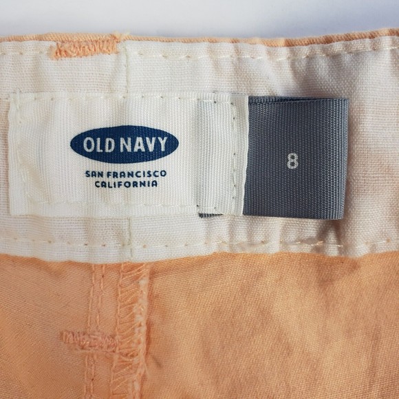 Old Navy Womens Size 8 Orange Chino Mid Rise Shorts Pockets Cotton Stretch - Picture 3 of 10